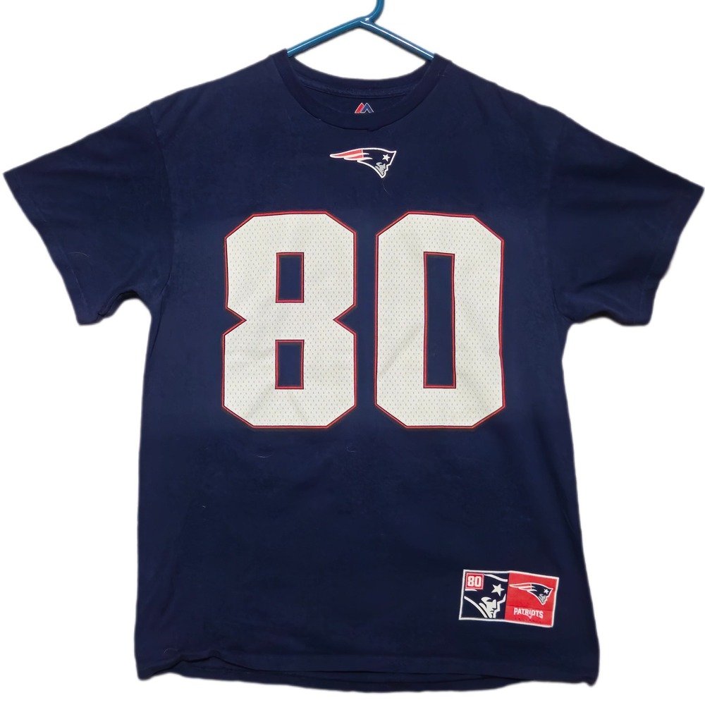 Majestic Danny Amendola Patriots T-Shirt Mens Large Navy Blue NFL Graphic Tee 80